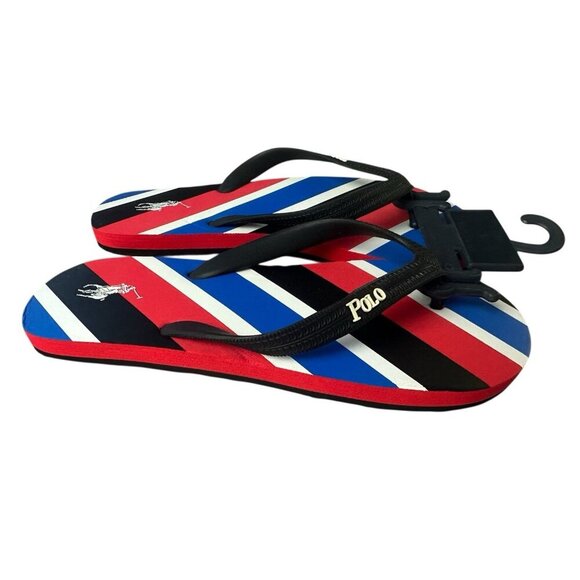 Polo Ralph Lauren Junior Flip Flops Black Size 6 Sandal. - Picture 1 of 15